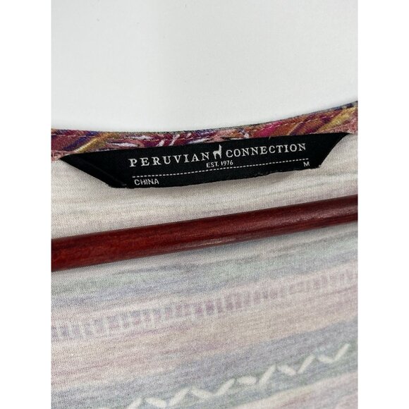 PERUVIAN CONNECTION Women's Multicolor Geometric 1/2 Sleeve Jersey Maxi Dress M - Picture 5 of 6